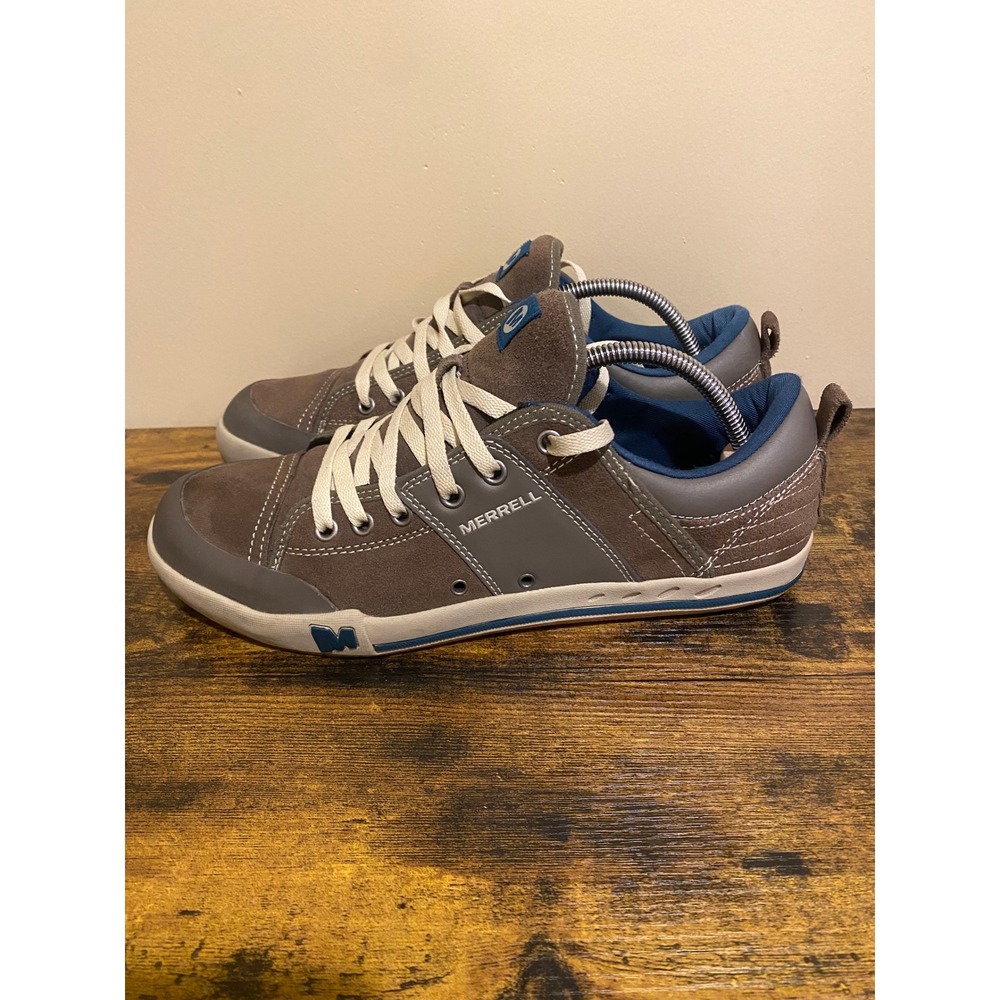 Merrell Brown Suede Blue Accent Lace Up Casual Sneakers Shoes Men's - Picture 2 of 11